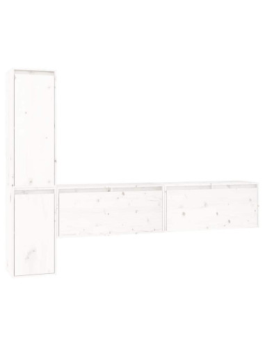 Mobili Porta TV 4 pz Bianchi in Legno Massello di Pino