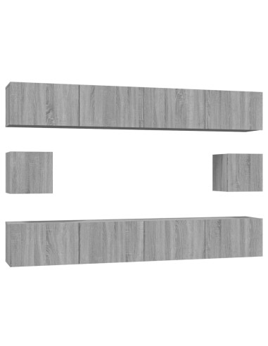 Set di Mobili Porta TV 6 pz Grigio Sonoma in Legno Multistrato