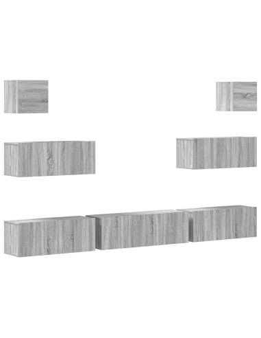 Set di Mobili Porta TV 7 pz Grigio Sonoma in Legno Multistrato