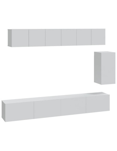 Set di Mobili Porta TV 6 pz Bianco in Legno Multistrato