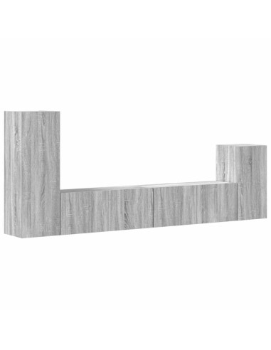 Set di Mobili Porta TV 4 pz Grigio Sonoma in Legno Multistrato