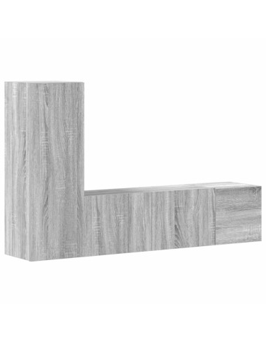 Set Mobili Porta TV 3 pz Grigio Sonoma in Legno Multistrato
