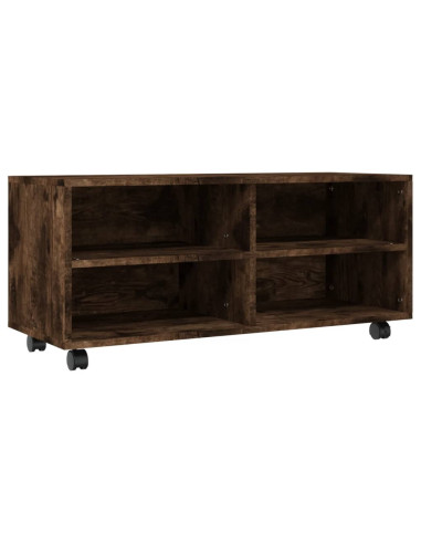 Mobile TV con Ruote Rovere Fumo 90x35x35cm in Legno Multistrato