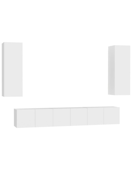 Set Mobili Porta TV 5 pz Bianco in Legno Multistrato