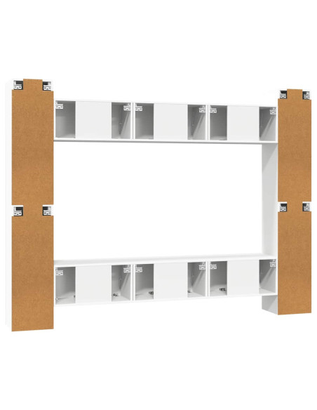 Set Mobili Porta TV 10 pz Bianco in Legno Multistrato