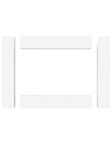 Set Mobili Porta TV 10 pz Bianco in Legno Multistrato