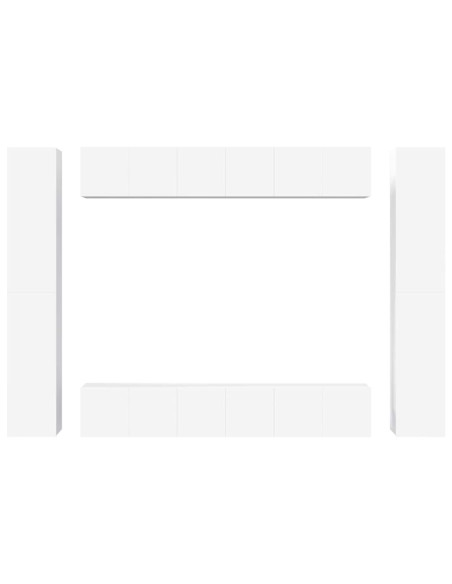 Set Mobili Porta TV 10 pz Bianco in Legno Multistrato