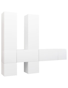 Set Mobili Porta TV 7 pz Bianco in Legno Multistrato