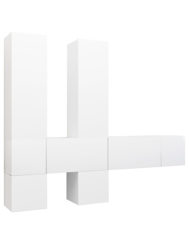 Set Mobili Porta TV 7 pz Bianco in Legno Multistrato