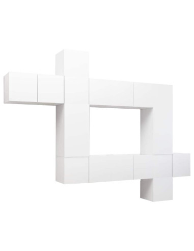 Set Mobili Porta TV 10 pz Bianco in Legno Multistrato