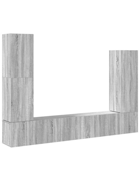 Set di Mobili Porta TV 4 pz Grigio Sonoma in Legno Multistrato