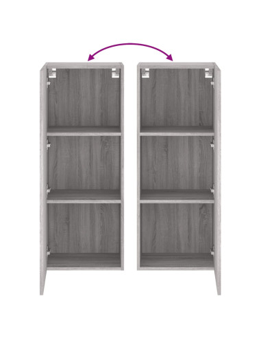 Mobile TV Parete Grigio Sonoma 40,5x30x102 cm Legno Multistrato