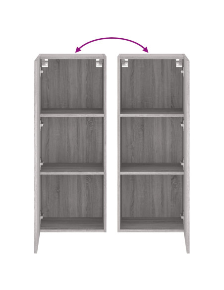 Mobile TV Parete Grigio Sonoma 40,5x30x102 cm Legno Multistrato