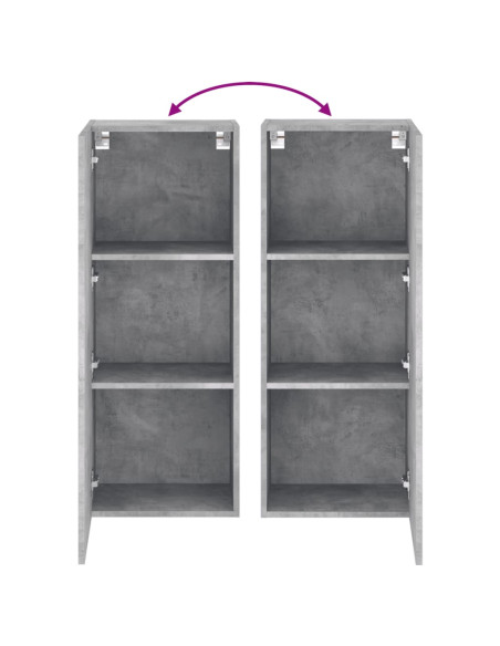 Mobile TV Parete Grigio Cemento 40,5x30x102cm Legno Multistrato