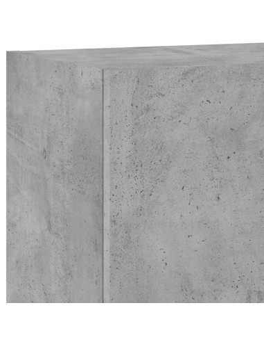 Mobili TV a Muro con LED 5pz Grigio Cemento Legno Multistrato