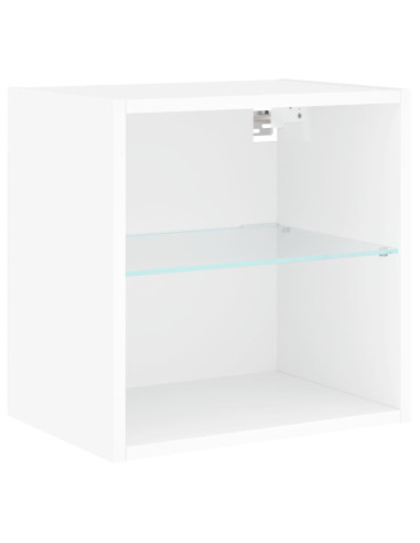 Mobili TV a Muro con LED 5pz Bianchi in Legno Multistrato