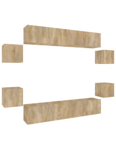 Set Mobili Porta TV 8pz Rovere Sonoma in Legno Multistrato