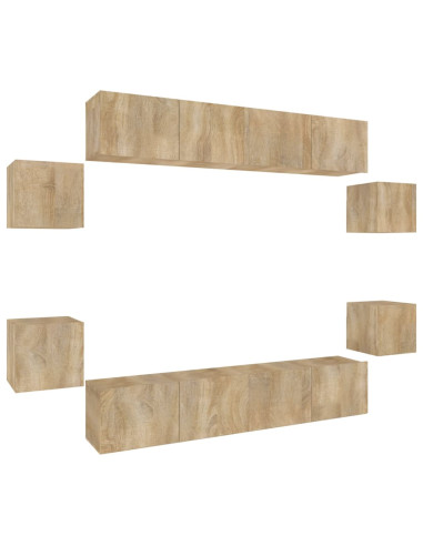 Set Mobili Porta TV 8pz Rovere Sonoma in Legno Multistrato