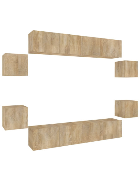 Set Mobili Porta TV 8pz Rovere Sonoma in Legno Multistrato