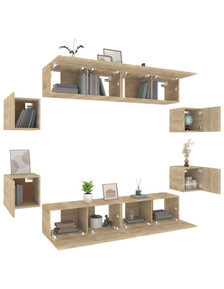 Set Mobili Porta TV 8pz Rovere Sonoma in Legno Multistrato