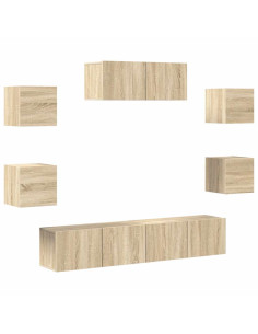 Set di Mobili Porta TV 7 pz Rovere Sonoma in Legno Multistrato