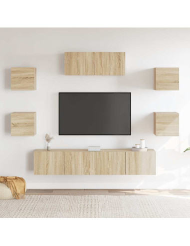 Set di Mobili Porta TV 7 pz Rovere Sonoma in Legno Multistrato