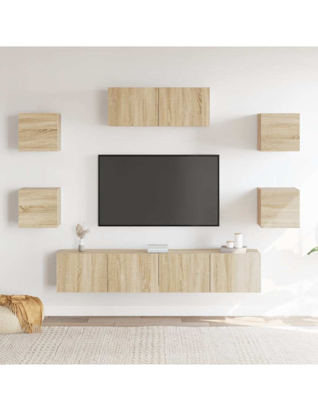 Set di Mobili Porta TV 7 pz Rovere Sonoma in Legno Multistrato