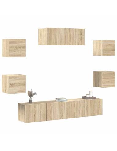 Set di Mobili Porta TV 7 pz Rovere Sonoma in Legno Multistrato
