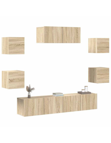 Set di Mobili Porta TV 7 pz Rovere Sonoma in Legno Multistrato