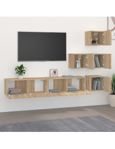 Mobile Porta TV a Parete Rovere Sonoma in Legno Multistrato 2