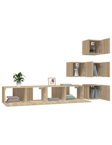 Mobile Porta TV a Parete Rovere Sonoma in Legno Multistrato