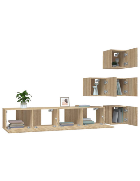 Mobile Porta TV a Parete Rovere Sonoma in Legno Multistrato