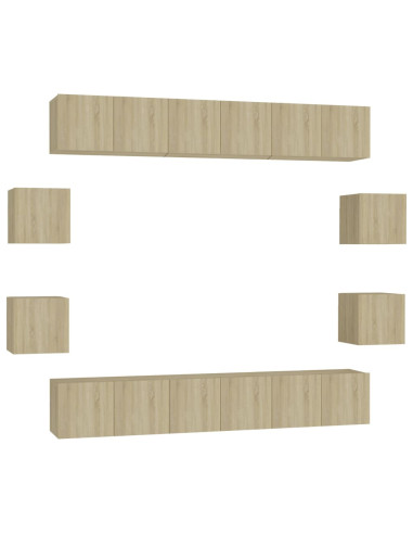 Set di Mobili Porta TV 10 pz Rovere Sonoma in Legno Multistrato
