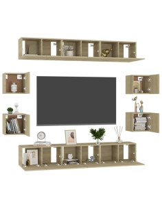 Set di Mobili Porta TV 10 pz Rovere Sonoma in Legno Multistrato 2