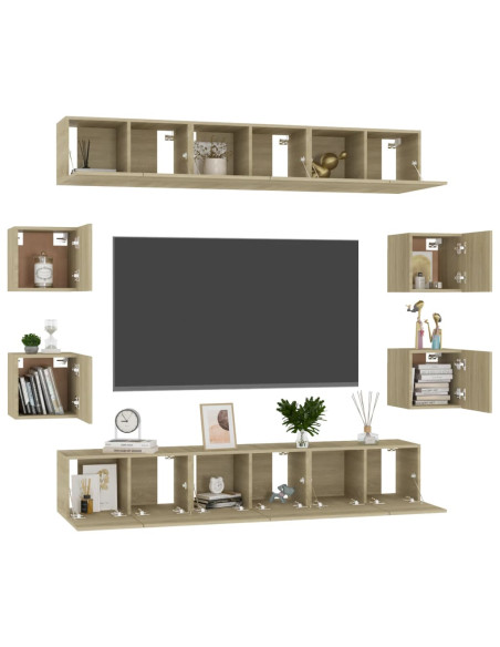 Set di Mobili Porta TV 10 pz Rovere Sonoma in Legno Multistrato