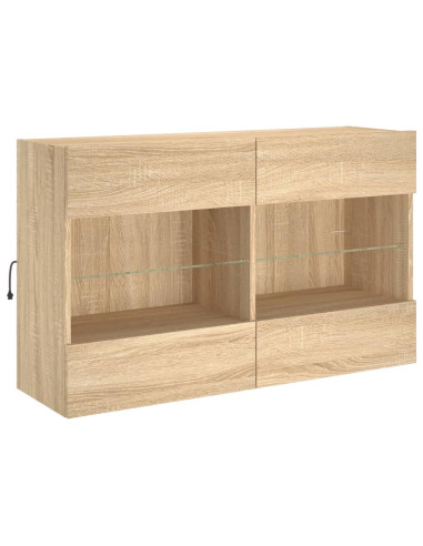 Set Mobili TV a Muro 6 pz con Luci LED Rovere Sonoma