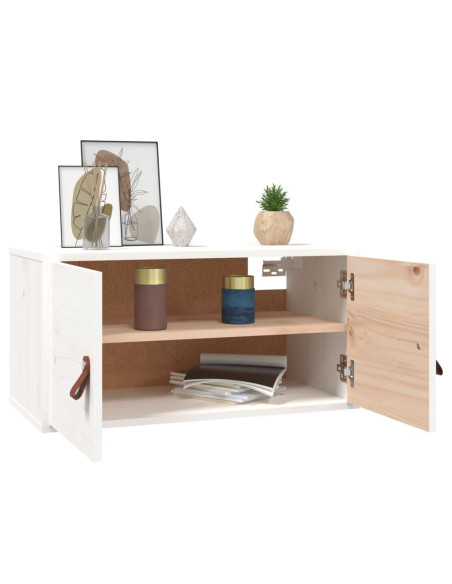 Pensili 2 pz Bianchi 60x30x30 cm in Legno Massello di Pino