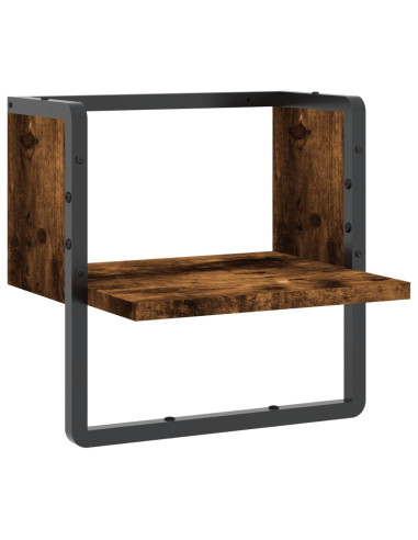 Mensola a Parete con Asta Rovere Fumo 30x25x30 cm