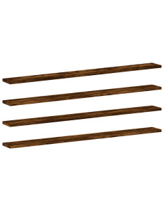 Mensole Parete 4pz Rovere Fumo 100x10x1,5 cm Legno Multistrato