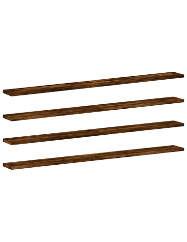 Mensole Parete 4pz Rovere Fumo 100x10x1,5 cm Legno Multistrato