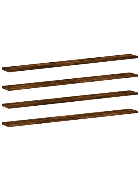 Mensole Parete 4pz Rovere Fumo 100x10x1,5 cm Legno Multistrato