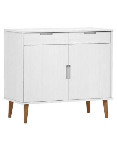 Credenza MOLDE Bianca 90x40x80 cm in Legno Massello di Pino