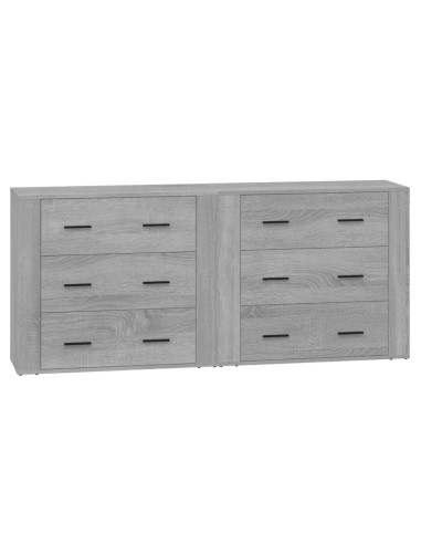 Credenze 2 pz Grigio Sonoma in Legno Multistrato