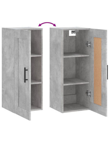 Mobile a Parete Grigio Cemento 34,5x34x90 cm Legno Multistrato