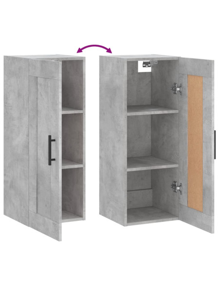 Mobile a Parete Grigio Cemento 34,5x34x90 cm Legno Multistrato