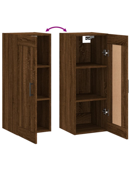Mobile a Parete Rovere Marrone 34,5x34x90 cm Legno Multistrato