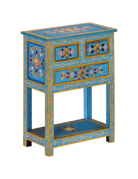 Credenza Turchese 55x30x76 cm in Legno Massello di Mango