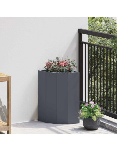 Vaso d'angolo Antracite 30 x 30 x 50 cm Acciaio
