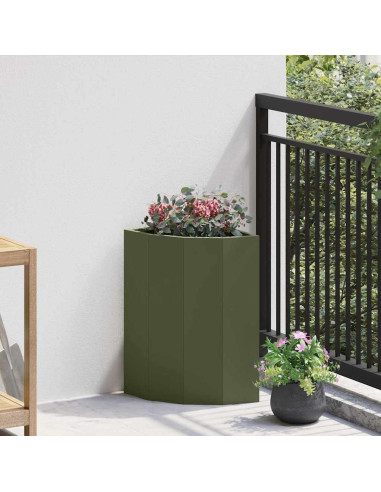 Vaso d'angolo Oliver verde 30 x 30 x 50 cm Acciaio