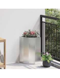 Vaso d'angolo Argento 30 x 30 x 50 cm Acciaio inossidabile